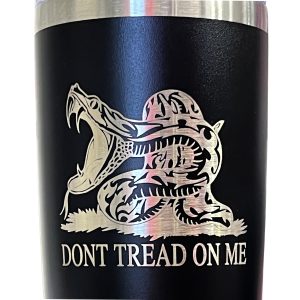 Black tread on up close cup white